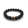 Elephant pendant bracelet charm black lava stone beads vintage jewelry