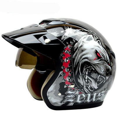 Vintage motorcycle helmets tiger printing Retro 3/4 open face helmet DOT approved