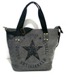 Vintage canvas handbag woman big star printing tote shoulder bag travel shopping