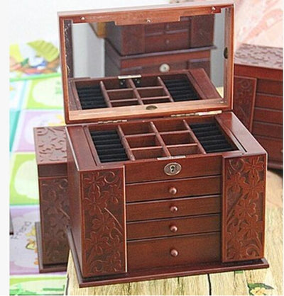 Vintage storage box wood multi-layer for organizer marriage gifts
