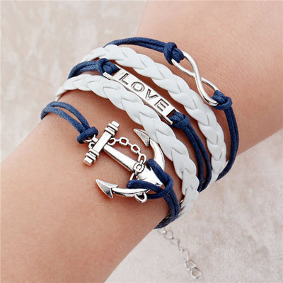Leather bracelet multilayer charm fashion jewelry