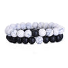Natural stone beads bracelet white black for men women best friend 2pcs