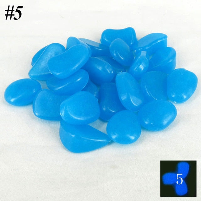 Glow in the dark luminous pebbles stones fish tank decor aquarium craft 50pcs