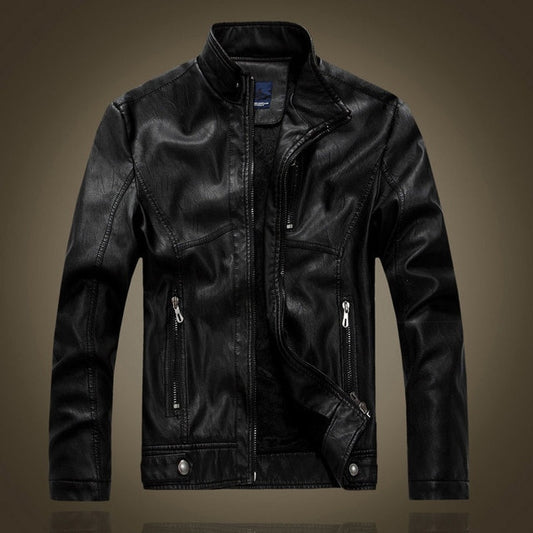 Men genuine leather jacket motorcycle jacket slim fit sports for biker police veste en cuir de moto