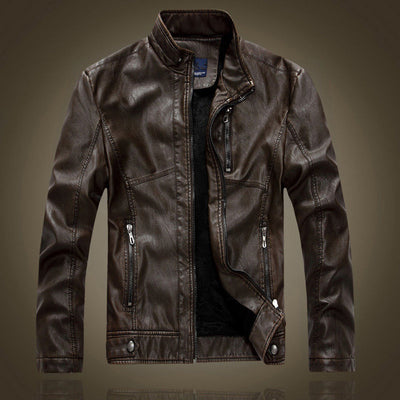 Men genuine leather jacket motorcycle jacket slim fit sports for biker police veste en cuir de moto