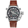 Men Sports Watches Military Wristwatches Leather Strap LED Quartz Watch Dive 50M reloj hombre