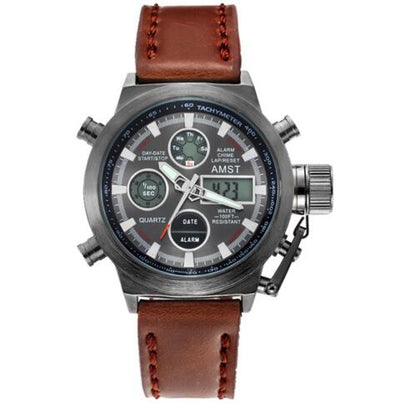 Men Sports Watches Military Wristwatches Leather Strap LED Quartz Watch Dive 50M reloj hombre