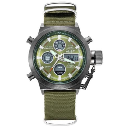 Men Sports Watches Military Wristwatches Leather Strap LED Quartz Watch Dive 50M reloj hombre