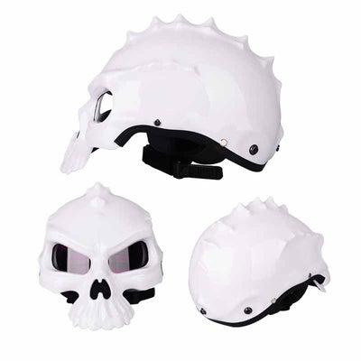 Skull helmet motorcycle retro vespa black half face clear sunvisor lens