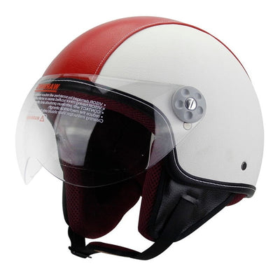 Vintage vespa helmet leather motorcycle full face scooter helmets visor
