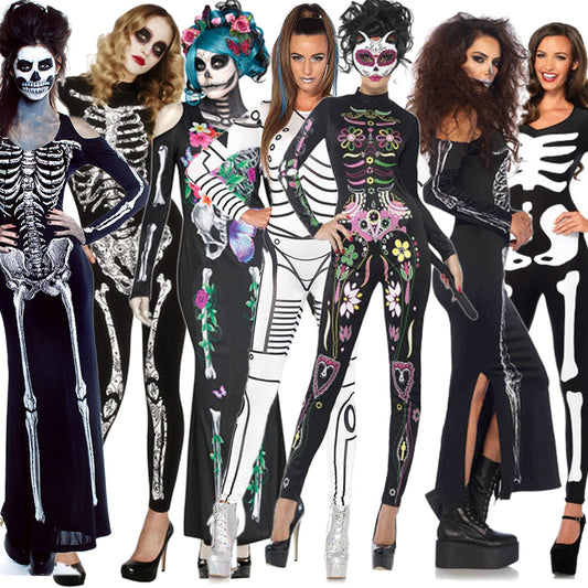 Skull halloween costume ghost zombie vampire cosplay suit women funny party