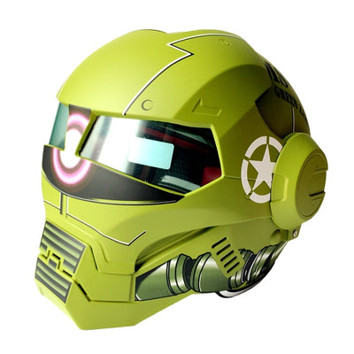 Green iron man helmet motorcycle skull helmet open face superhero street