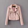 Leather biker jacket women motorcycle coat faux soft pink