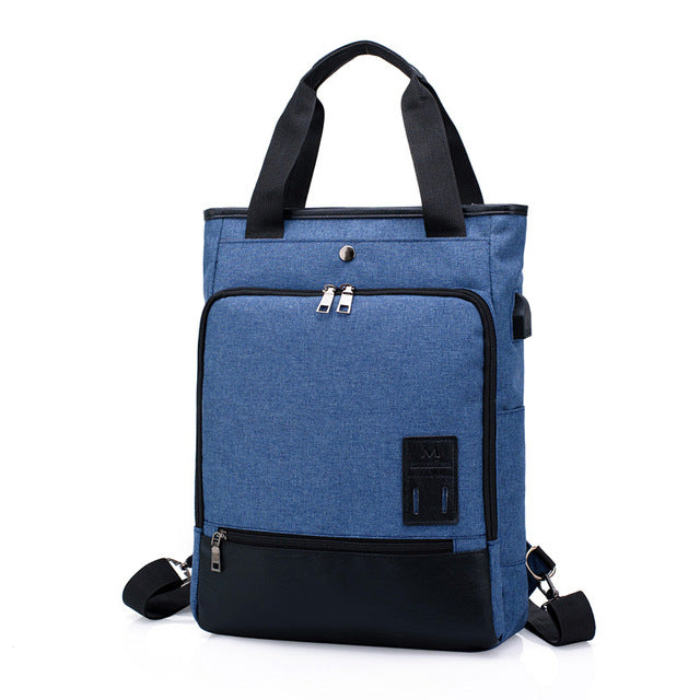 Canvas Laptop Backpack USB Charging Business Travel bag