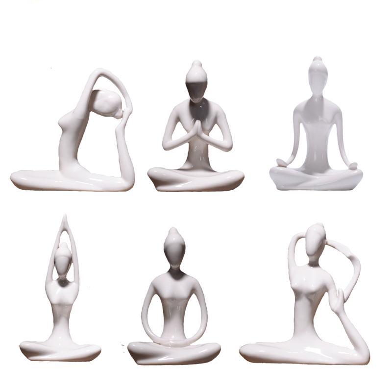 Art ceramic yoga poses home yoga studio decor ornament
