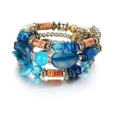 Bohemian charms beads bracelets ethnic Tibet multilayer natural stone bangles for women