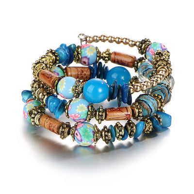 Bohemian charms beads bracelets ethnic Tibet multilayer natural stone bangles for women
