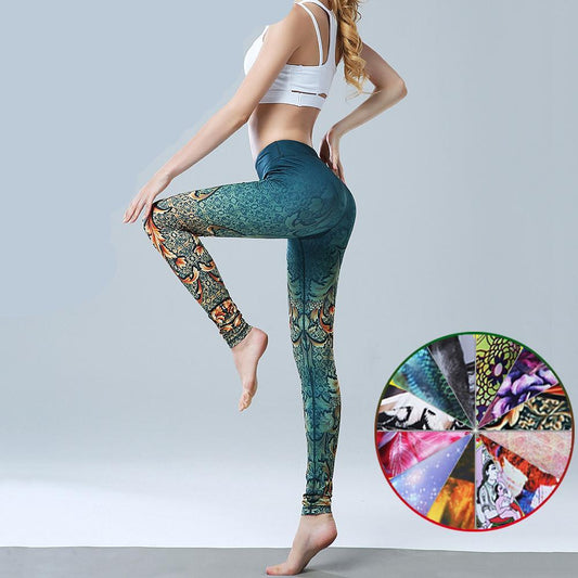 Yoga pants slim fitness women gym leggings printed running sportwear