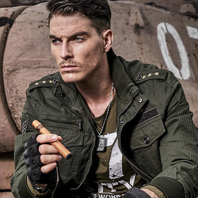 Military pilot jacket men air force one cloth cotton star autumn winter