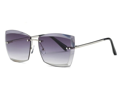 vintage women sunglasses square rimless diamond cutting lens fashion luxury