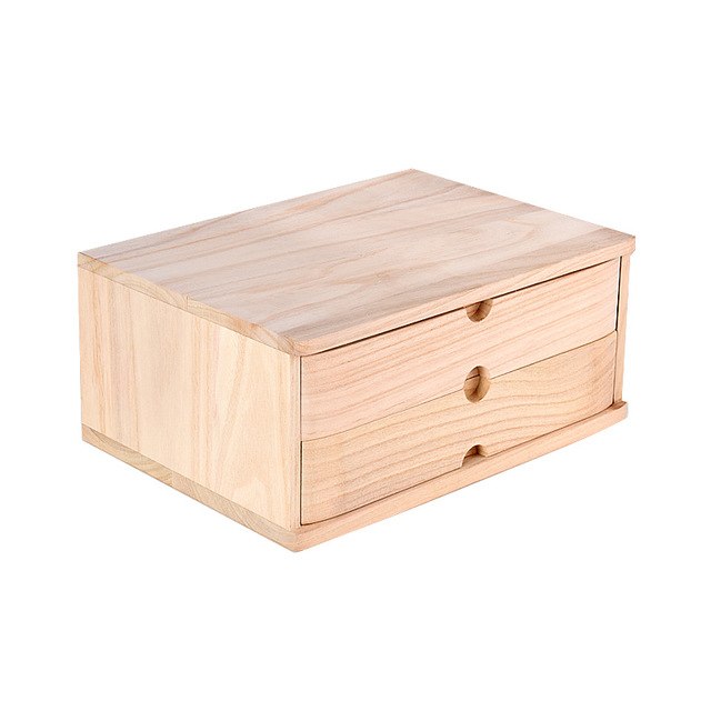 wood storage box ivory color desktop small drawer office data file cabinet