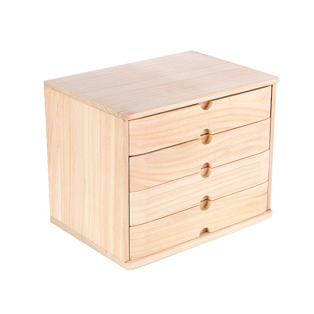 wood storage box ivory color desktop small drawer office data file cabinet