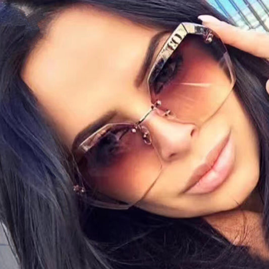 Vintage retro rimless sunglasses women