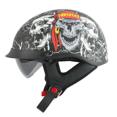 Half face motorcycle helmet vintage skull open face retro Vespa helmets black skull