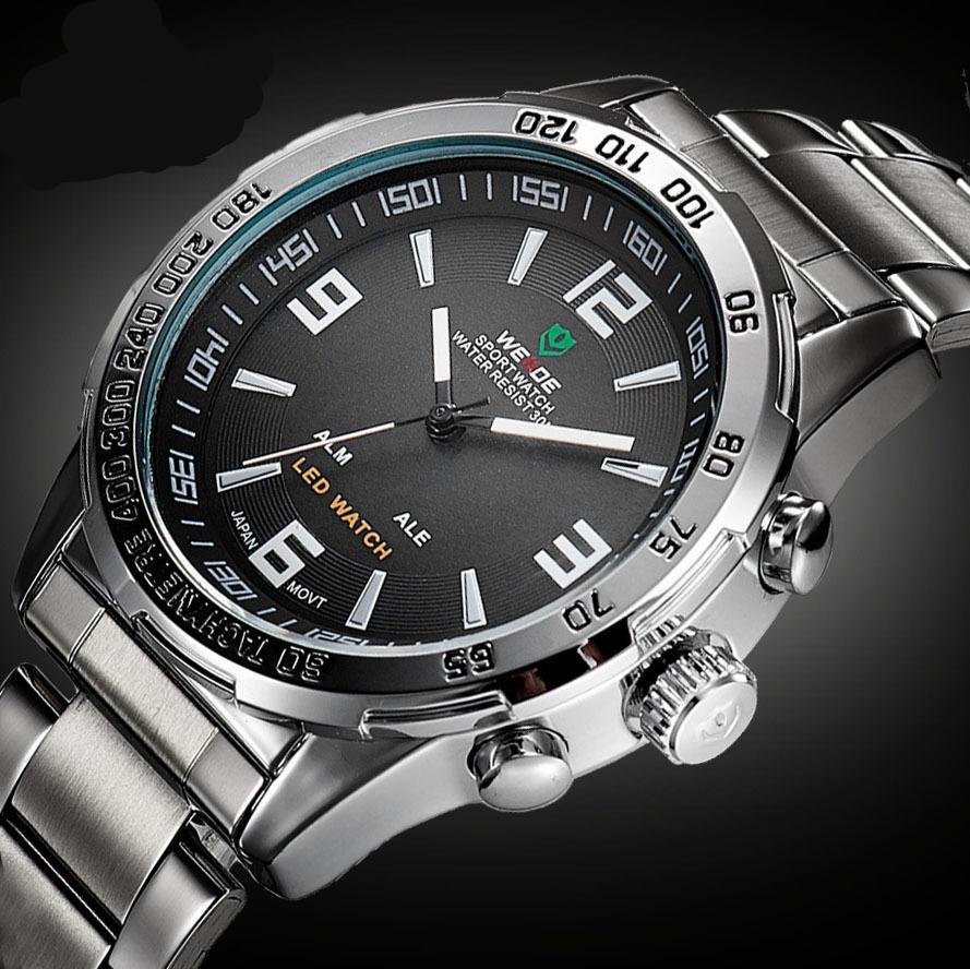 Men sports watches LED digital military wristwatch full steel quartz clock