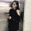 Sexy korea black casual harajuku t-shirt long sleeve for women