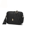 Small leather crossbody bag women handbag purse with tassels