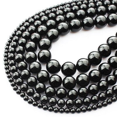 Natural black tourmaline gemstone charm round beads balls diy jewelry making decoration craft