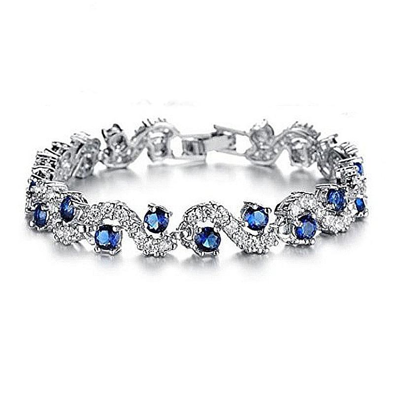Charm blue crystal bracelets woman for wedding jewelry