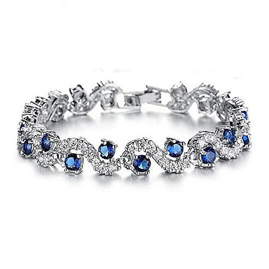 Charm blue crystal bracelets woman for wedding jewelry