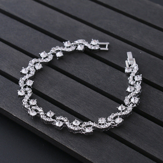 Charm blue crystal bracelets woman for wedding jewelry