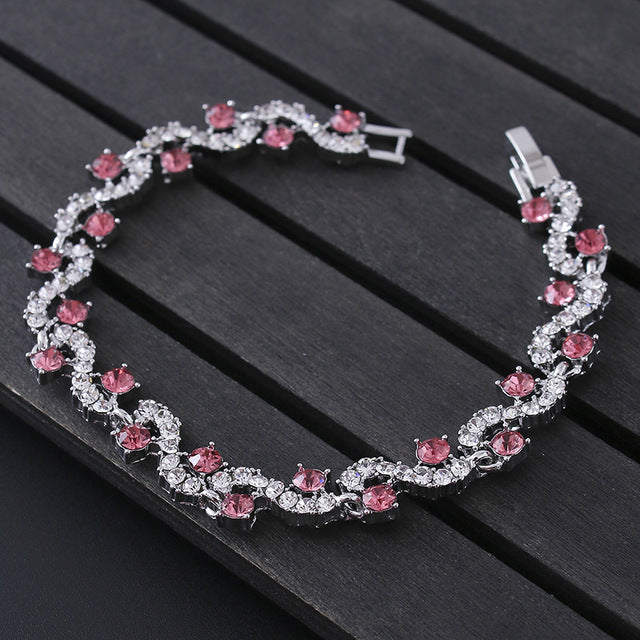 Charm blue crystal bracelets woman for wedding jewelry