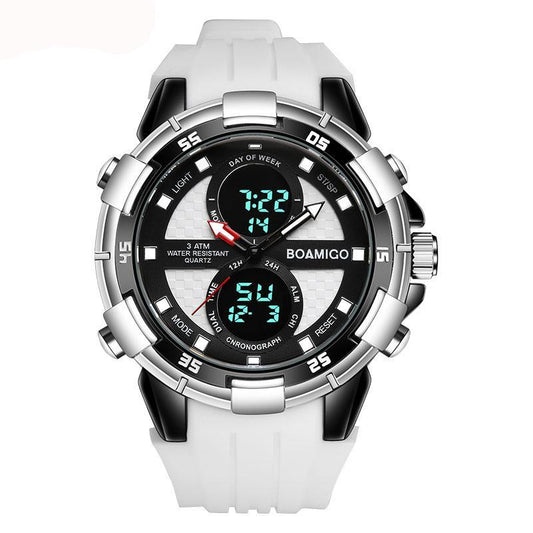 Men Sports Watches Wristwatches Quartz Digital Rubber White Band Clock Reloj Hombre