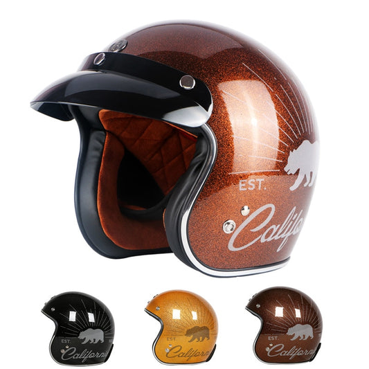 Harley motorcycle helmet retro open face moto casco sparkle DOT approved