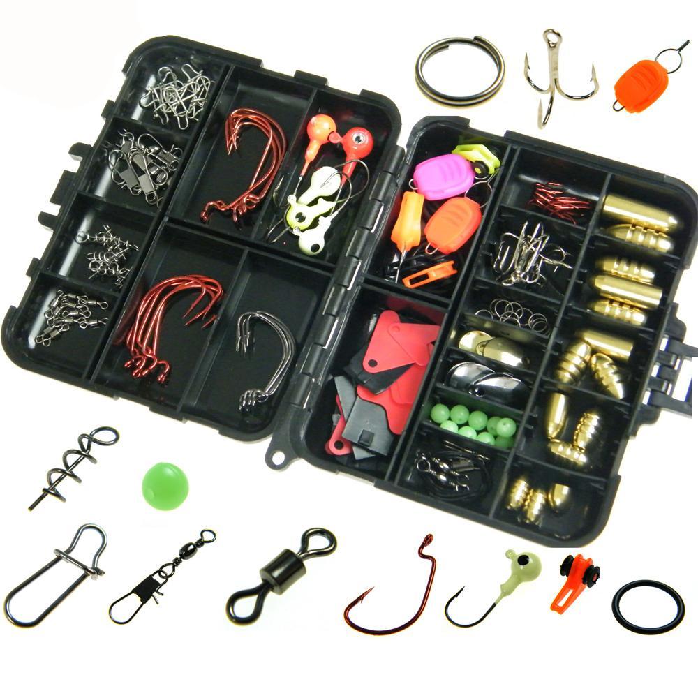 Fishing accessories 128 pcs/box Hook Swivel Sinker Stopper Connectors Sequins Curling Tackle Outdoor Sport