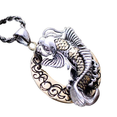 925 silver jewelry Talisman amulet Thai moon cute fish pendant for blessing brimful happiness