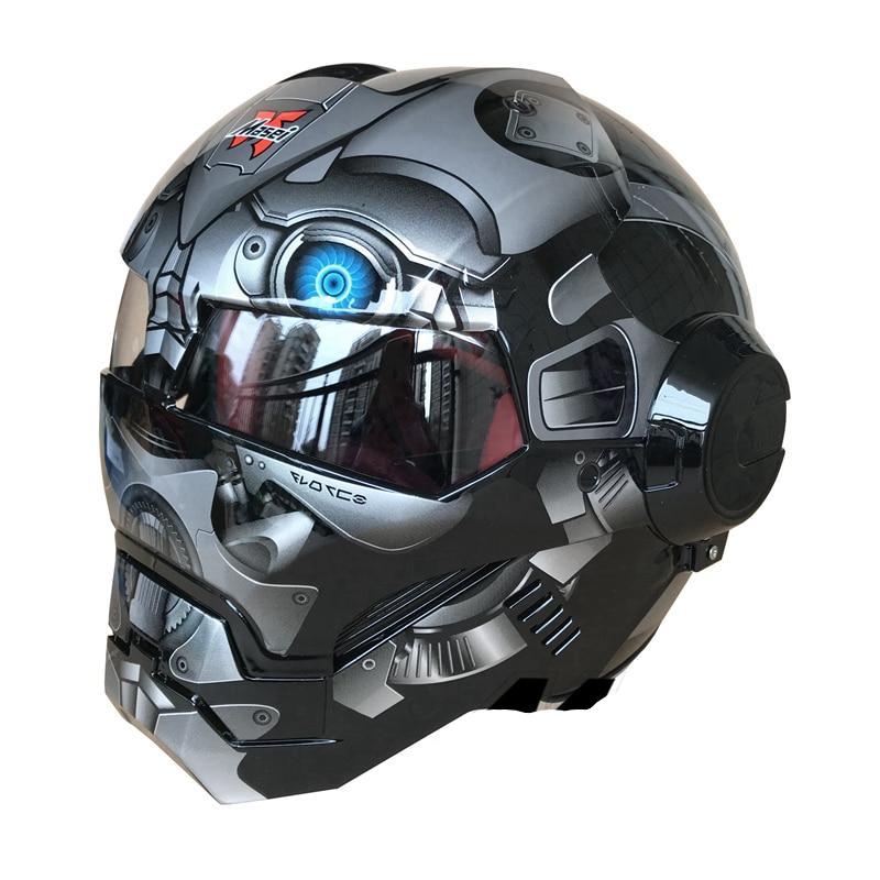 Iron man helmet motorcycle grey black bumblebee superhero motocross racing