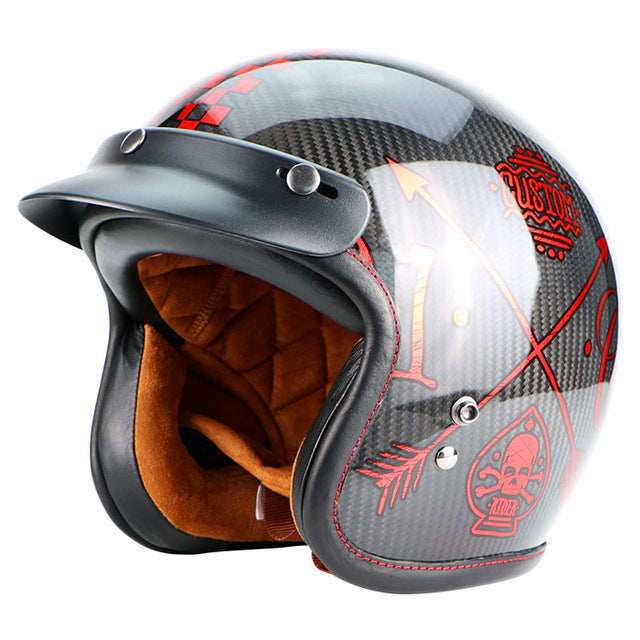 Vintage open face motorcycle helmet retro dual D ring scooter biker gift goggles