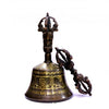 Tibet antique amulet bells brass six words mantras crafts collectibles