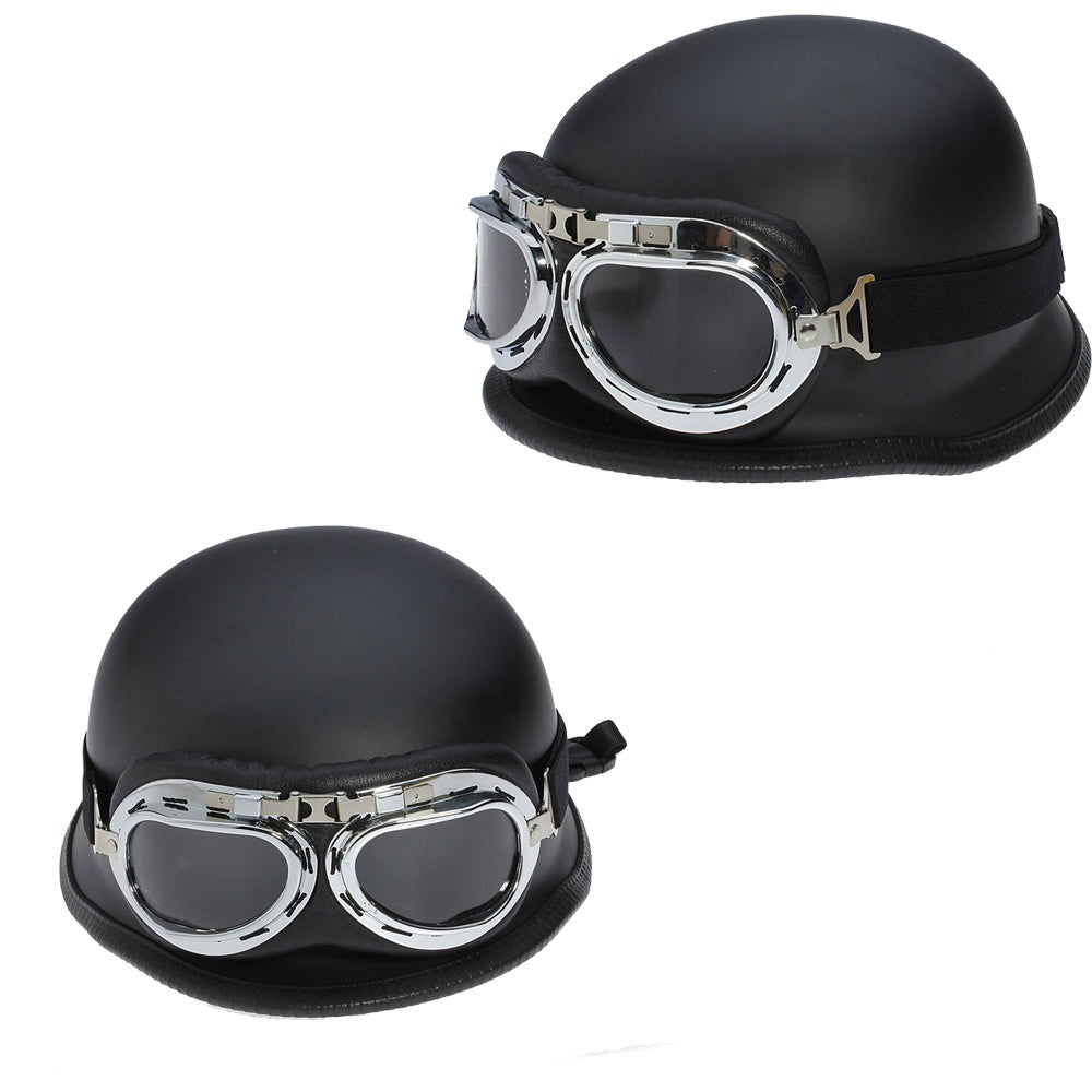 vintage half face motrocycle helmets german matte black vespa scooter biker