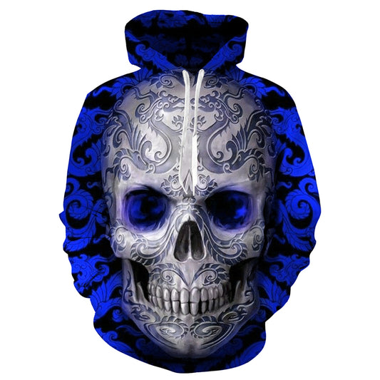 3D skull sweatshirt hoody rock men