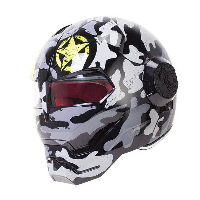 Retro vintage motorcycle helmets hero man full face