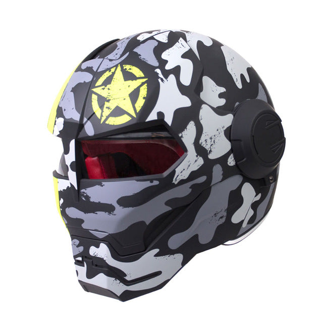 Retro vintage motorcycle helmets hero man full face