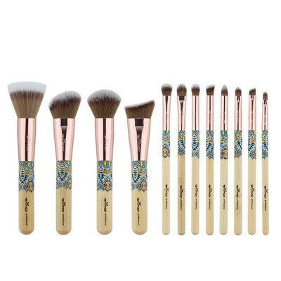 makeup brush vintage bamboo soft eyeshado eyebrow brushes powder contour 12pcs