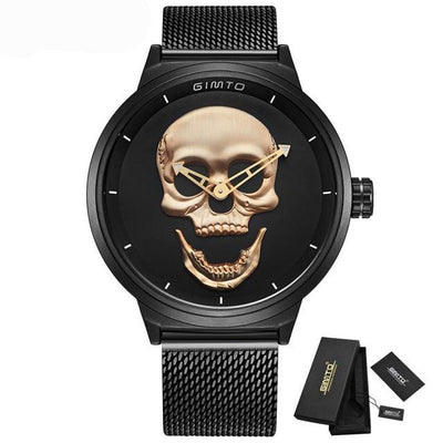 Cool skull watch vintage wristwatch men women military black steel quartz