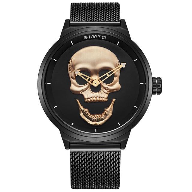 Cool skull watch vintage wristwatch men women military black steel quartz